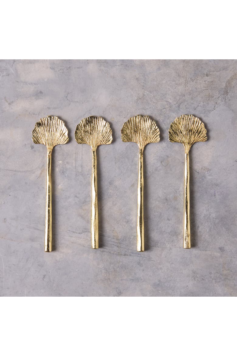 Gingko Mini Spoons -Set of 4, Alternate, color, Gold