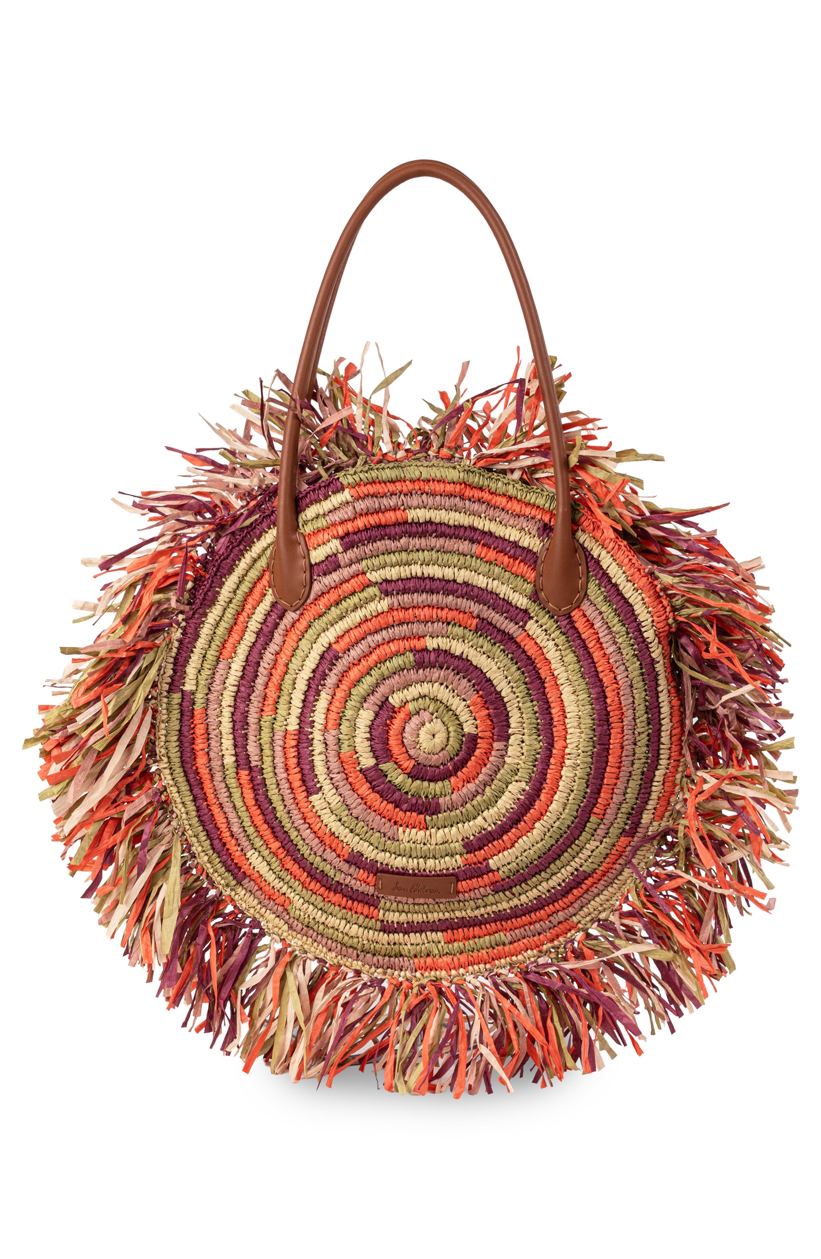 Sam Edelman Lily Fringe Circular Tote, Alternate, color, Rust