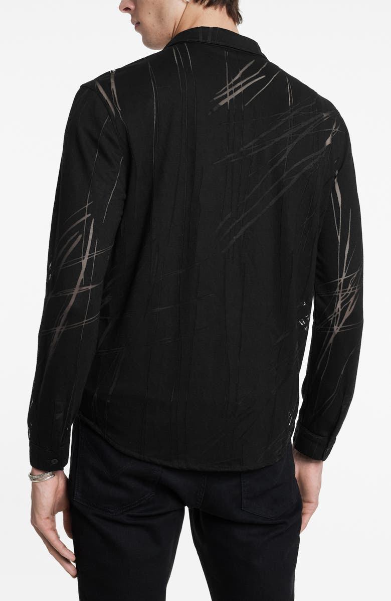 John Varvatos Phoenix Pleat Front Button-Up Shirt, Alternate, color, Black