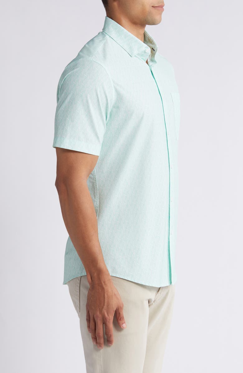 Mizzen+Main Leeward Trim Fit Print Short Sleeve Performance Button-Up Shirt, Alternate, color,