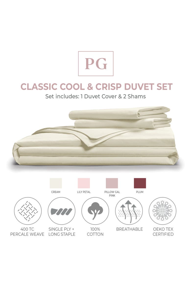 Classic Cool Crisp & Cotton Duvet & Pillow Sham 3-Piece Set, Alternate, color, CREAM