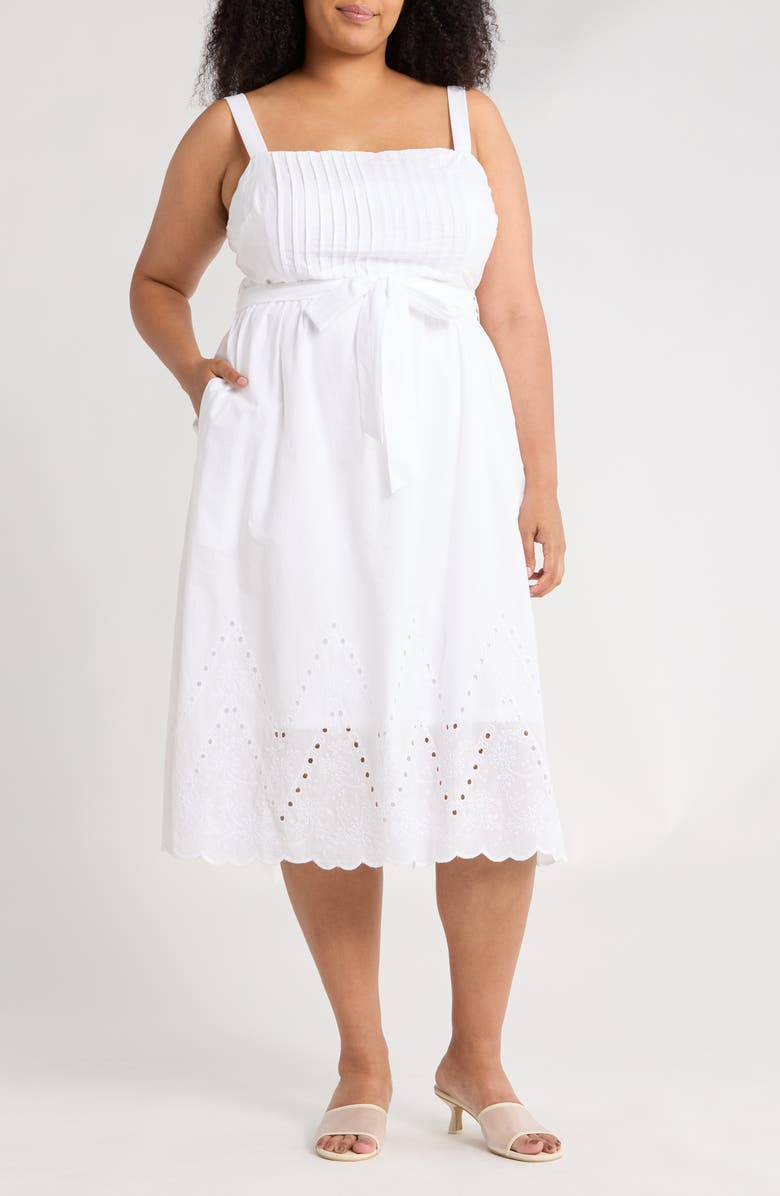 Julia Jordan Tie Waist Cotton Gauze Maxi Dress, Main, color, Ivory