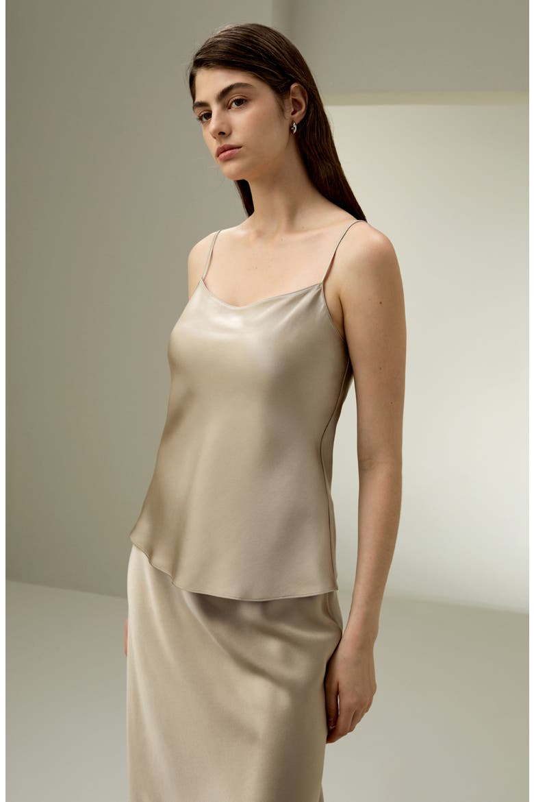 Women's Double-Faced Silk Charmeuse Camisole, Alternate, color, Light Apricot