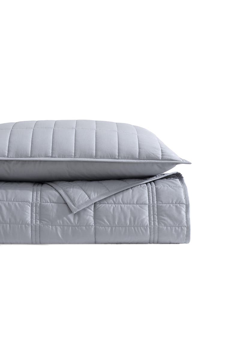 Calvin Klein Washed Percale Quilt & Shams Set, Main, color, Grey