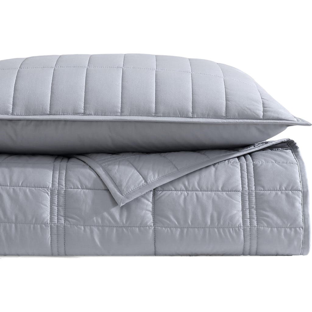 Calvin Klein Washed Percale Quilt & Shams Set In Gray