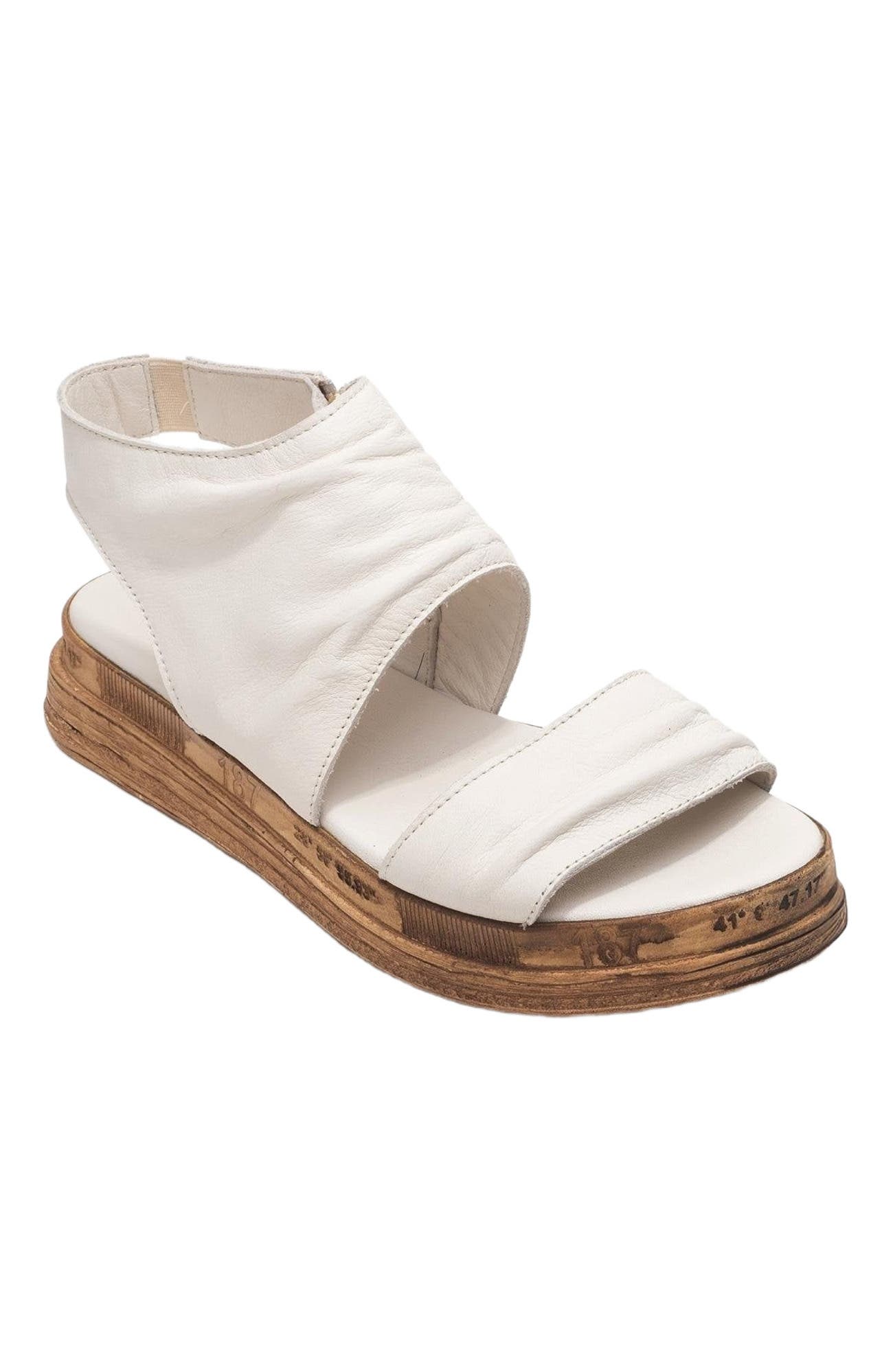 Lunas Leather Side-Zip Flat Heel Sandal, Alternate, color, Light Beige Leather