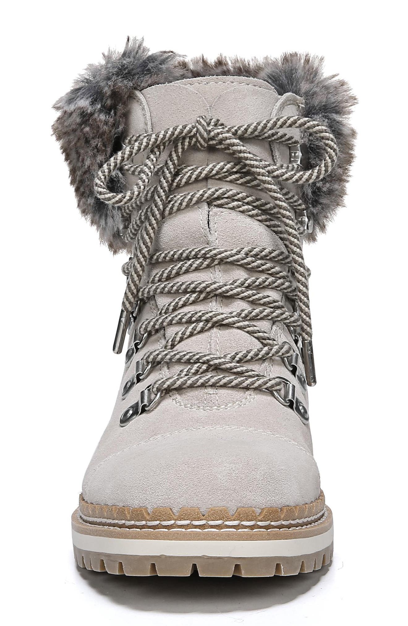 Bowen Faux Fur Trim Bootie, Alternate, color, BISTRO/ GREY SUEDE