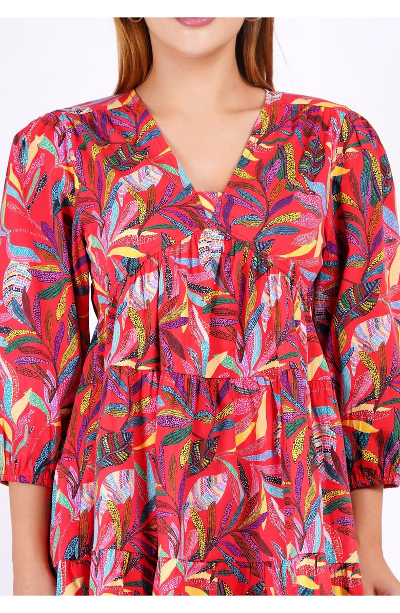 Leota Zariah Empire Waist Mini Dress, Alternate, color, Palm Foliage Poppy Red