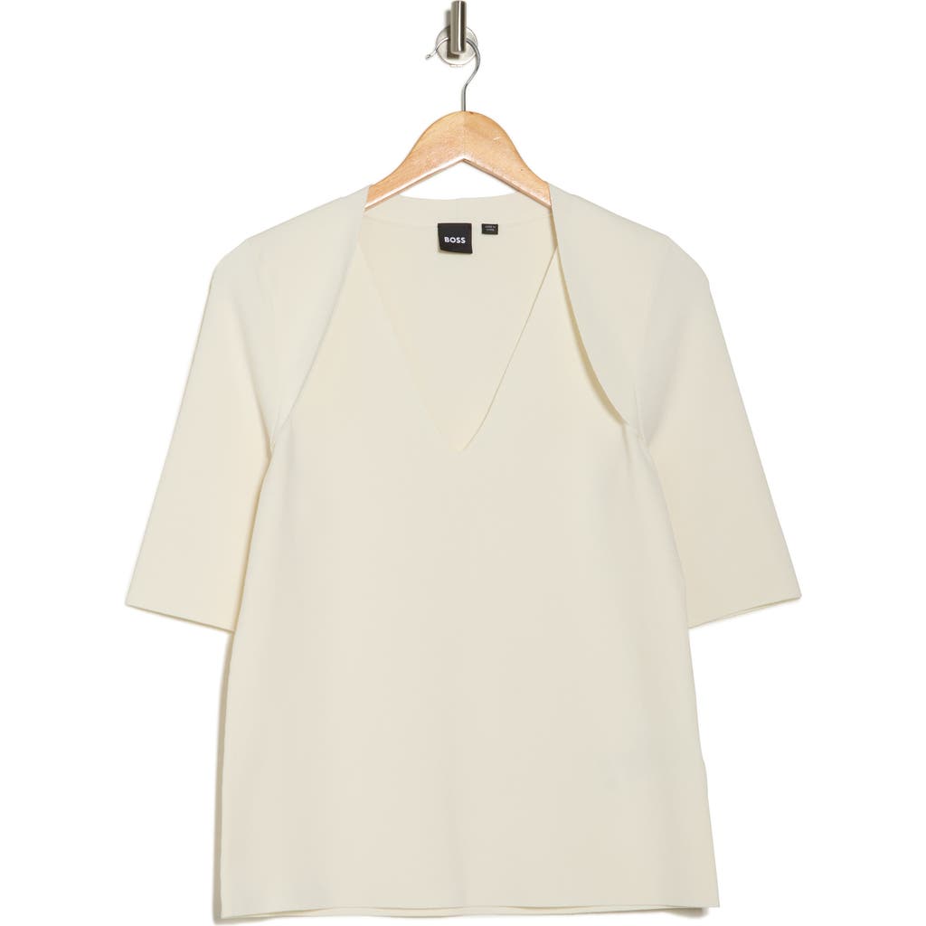 Hugo Boss Boss Fezania Lap Shoulder Knit Top In White