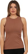 24seven Comfort Apparel Womens Basic Ribbed Knit Round Neck Sleeveless Tank Top