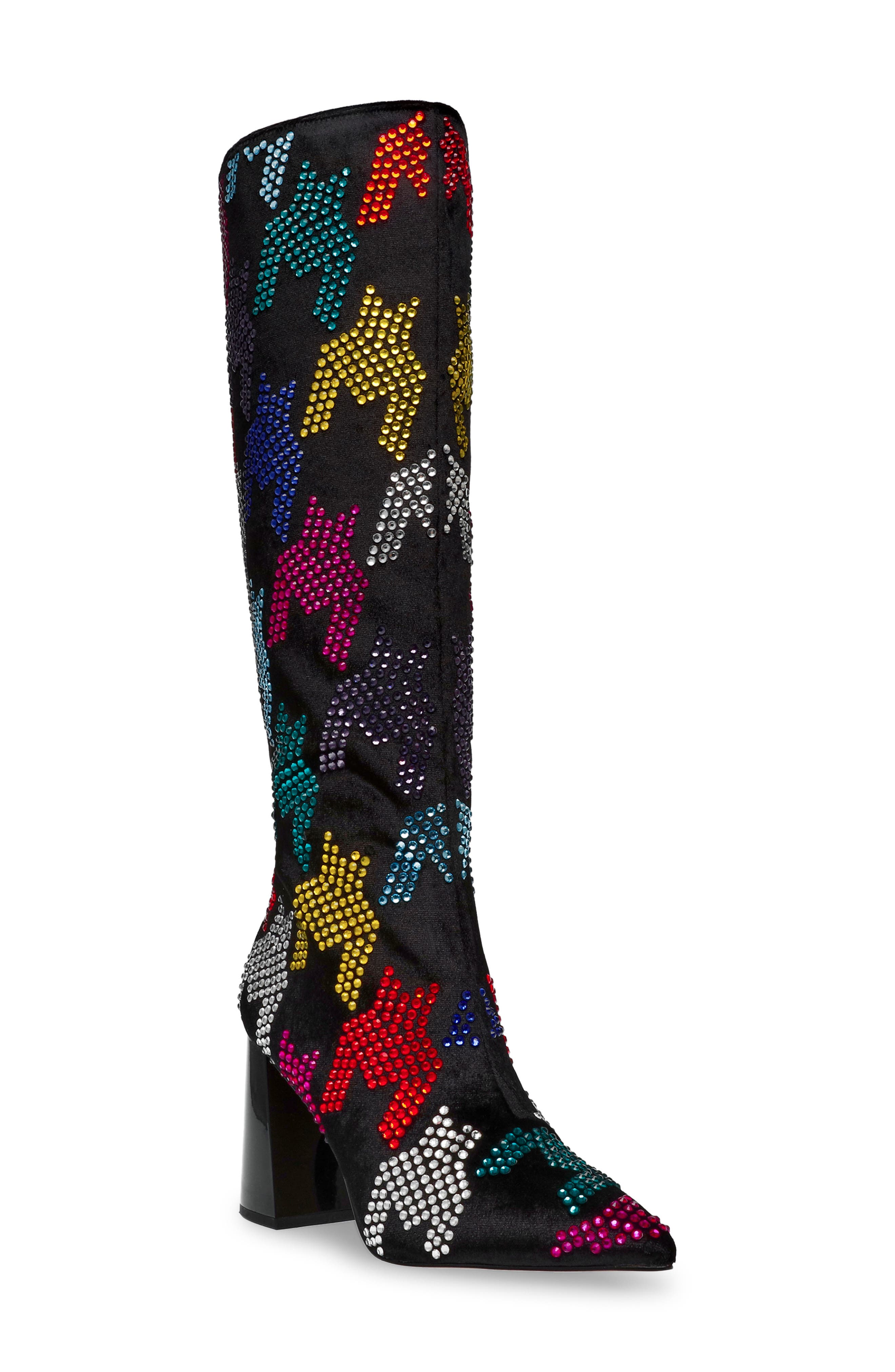 Naomy Pointed Toe Knee High Boot, Main, color, BLACK MULTI