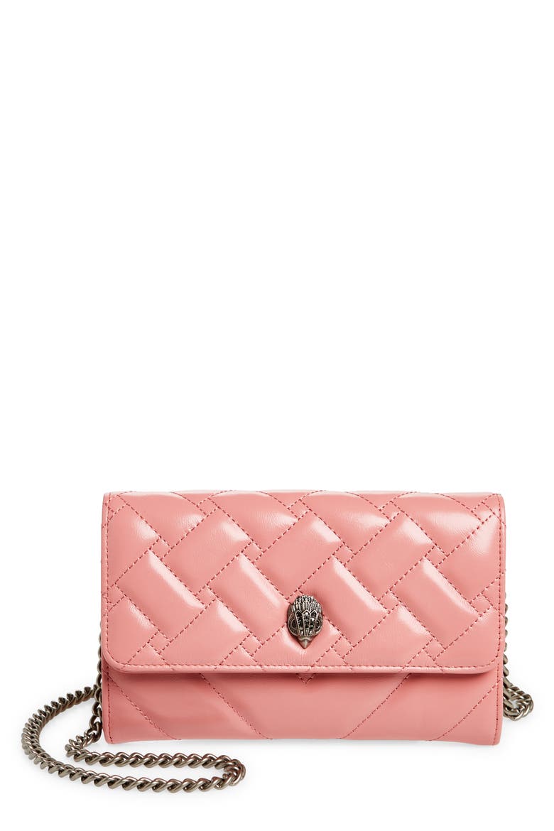 Kensington Quilted Leather Wallet on a Chain, Main, color, PINK