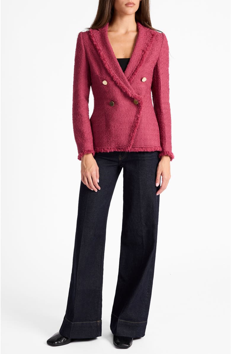 Santorelli Alaia Double-Breasted Tweed Jacket, Main, color, Crushed Berry