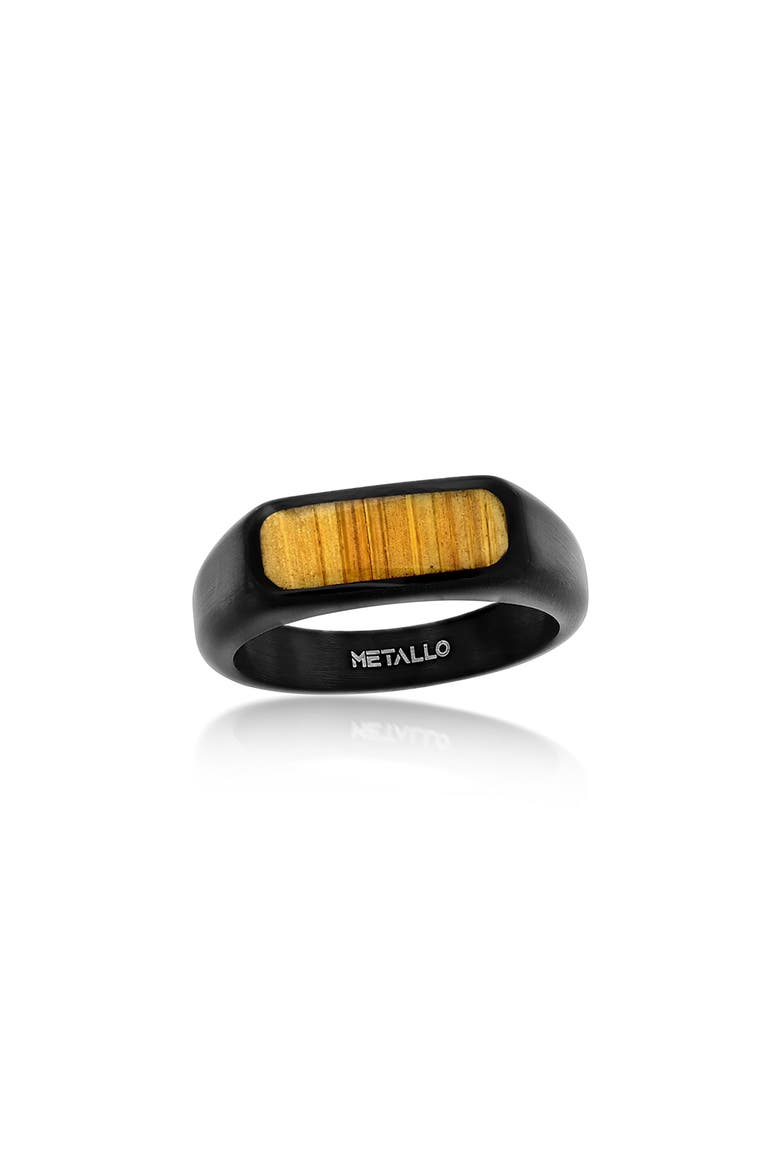 Men's Wood Inlay Signet Ring, Main, color, WOOD