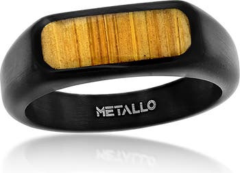 Metallo Men's Wood Inlay Signet Ring | Nordstromrack