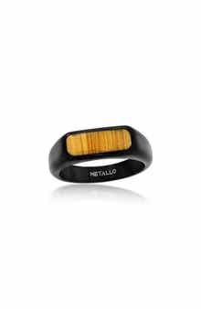Metallo Men's Wood Inlay Signet Ring