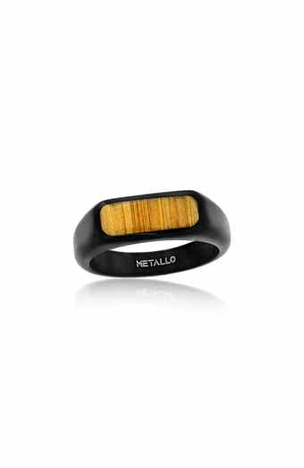 Men's Wood Inlay Signet Ring