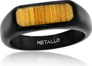 Metallo Men's Wood Inlay Signet Ring