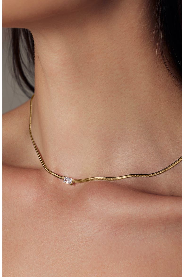 Sterling Silver 18k Gold Plated Sena Necklace Dainty Sparkle Everyday, Alternate, color, Gold