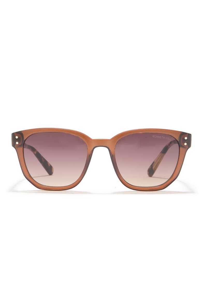 52mm Square Sunglasses, Main, color, SHINY DARK BROWN / BROWN