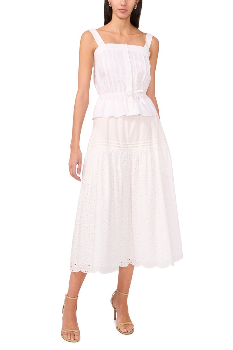 Eyelet Embroidery A-Line Cotton Skirt, Alternate, color, ULTRA WHITE