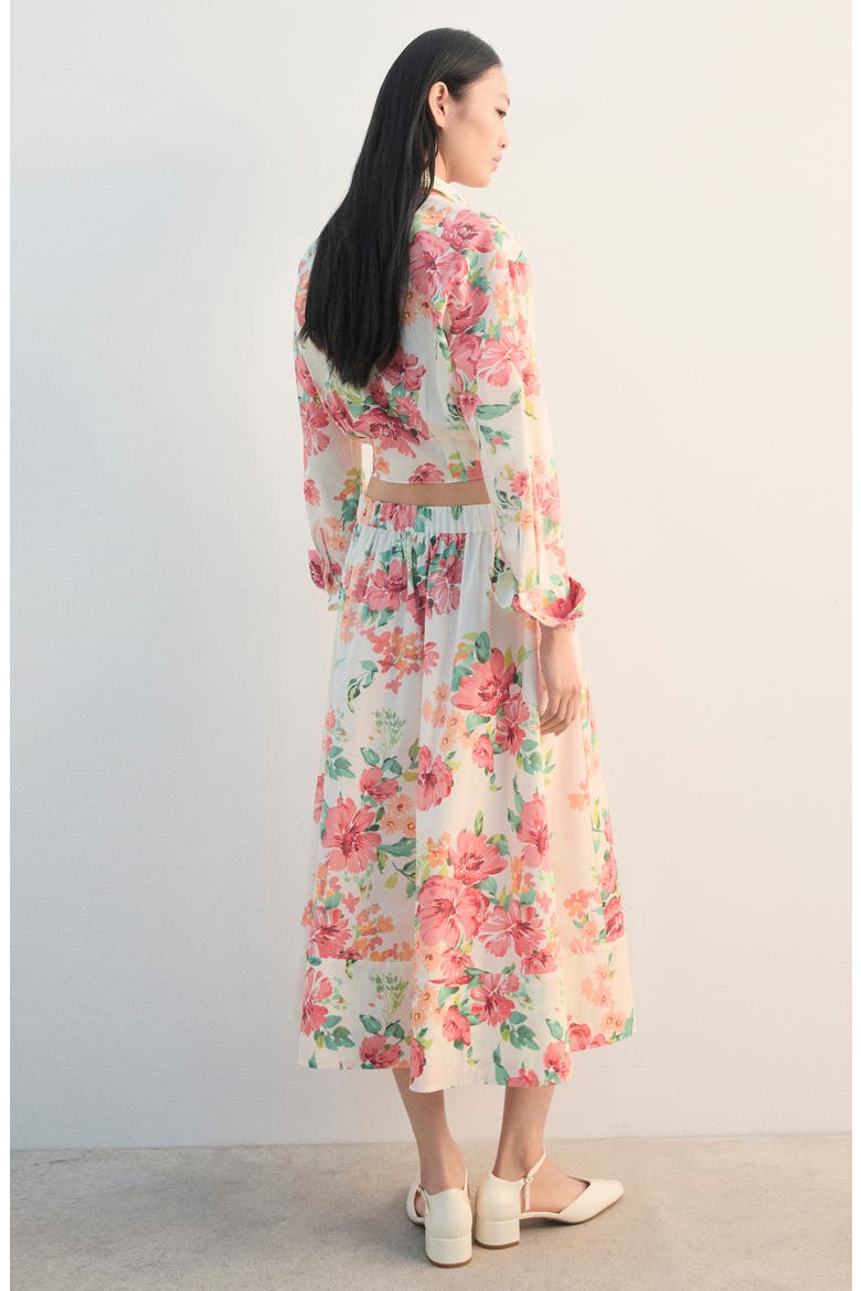 Floral Midi Skirt, Alternate, color, OFF WHITE