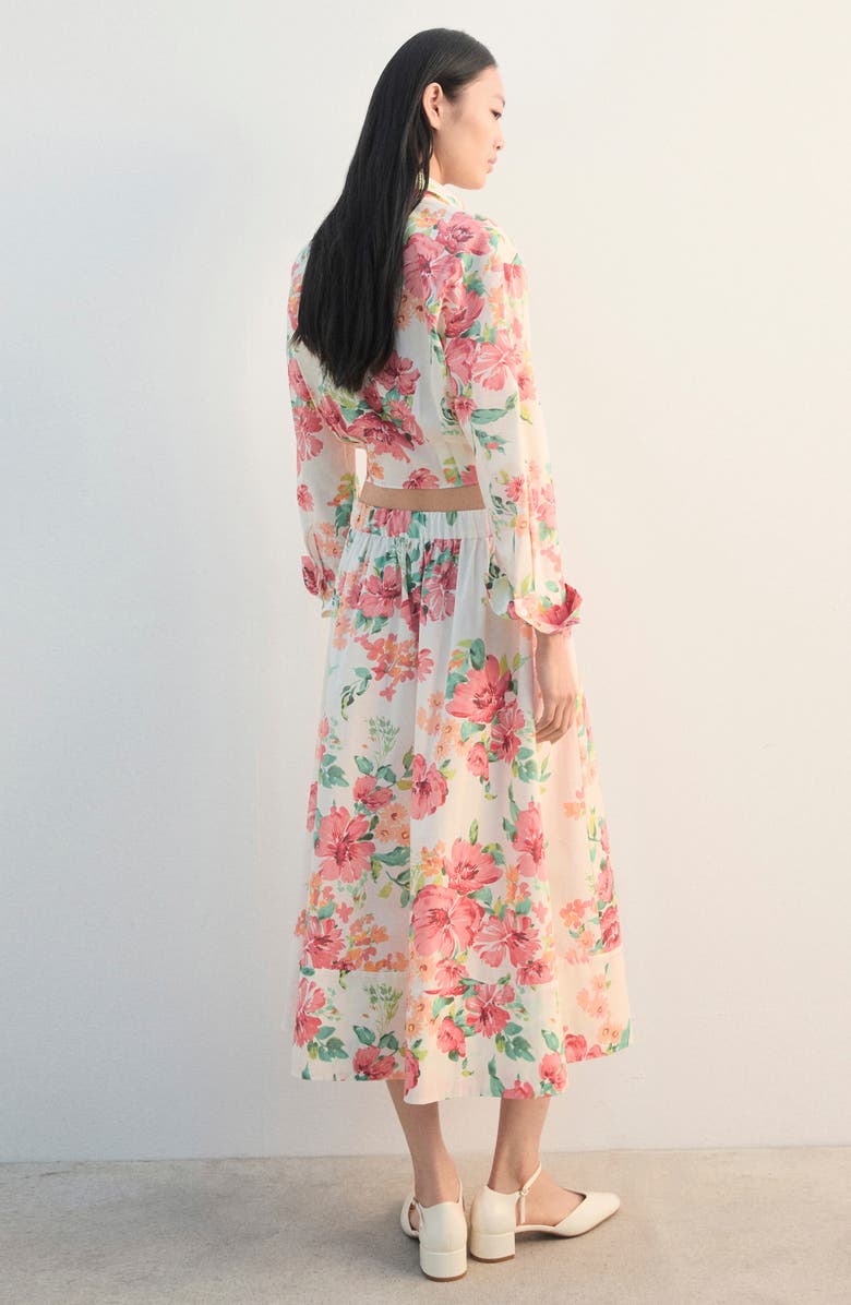 MANGO Floral Midi Skirt, Alternate, color, Off White