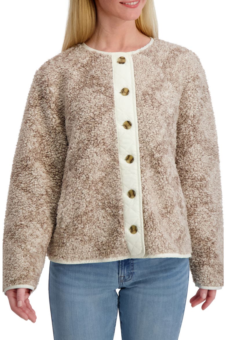Faux Shearling Button Front Jacket, Main, color, NEUTRAL MULTI