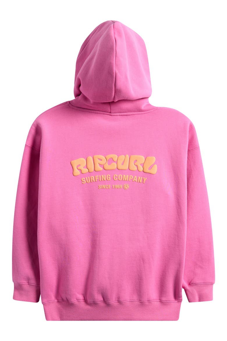 Kids' Surf Puff Logo Fleece Hoodie, Alternate, color, SUPER PINK