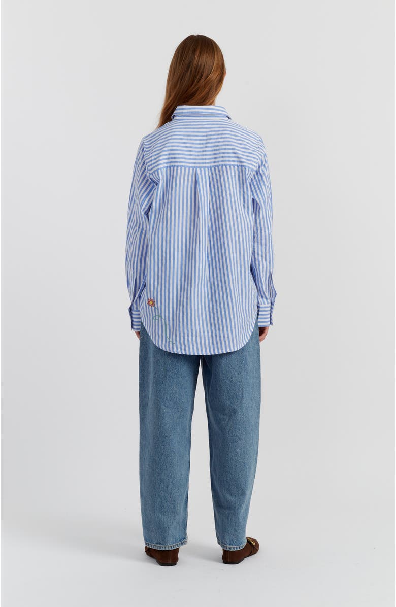 Chinti & Parker Cotton Oxford Stripe Floral Shirt, Alternate, color, Blue