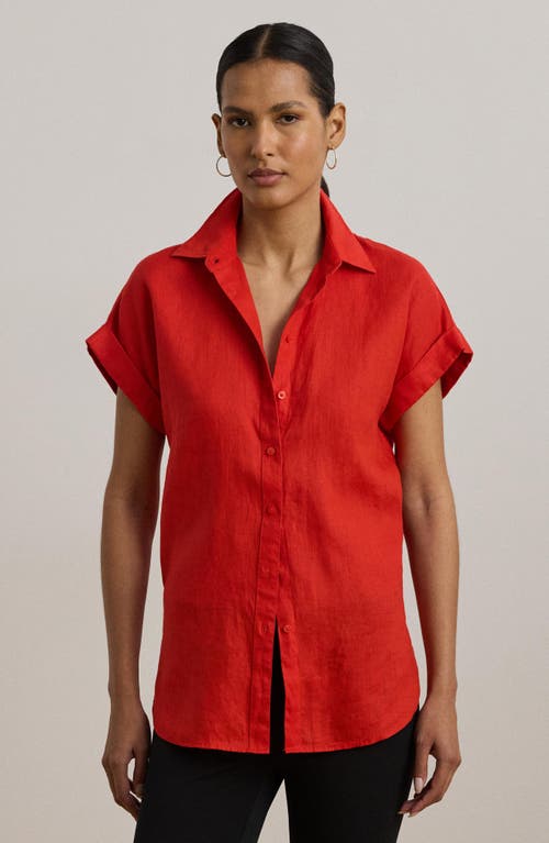 Ralph Lauren Relaxed Fit Linen Short-sleeve Shirt In Red