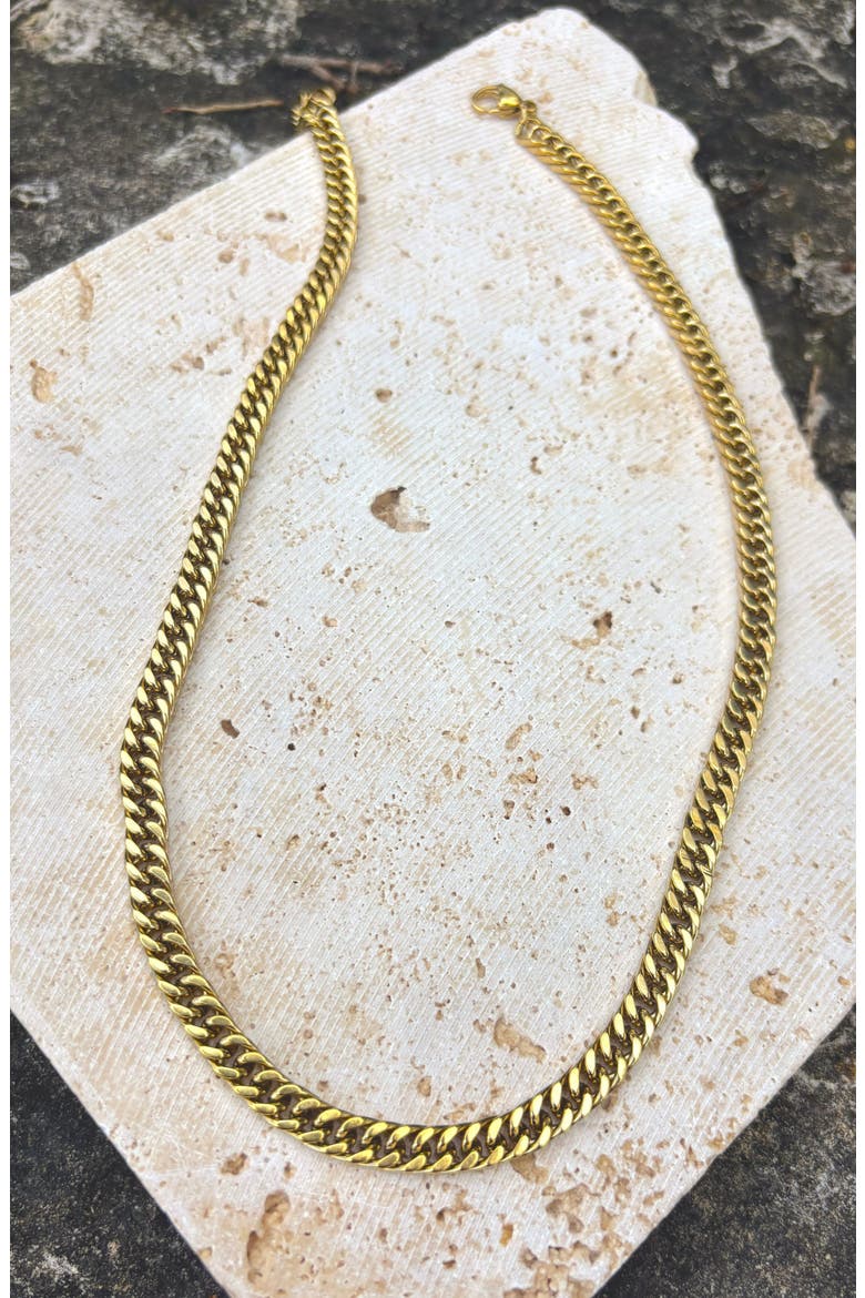 Men's 18K Gold Plated Stainless Steel Curb Chain Necklace, Alternate, color, GOLD