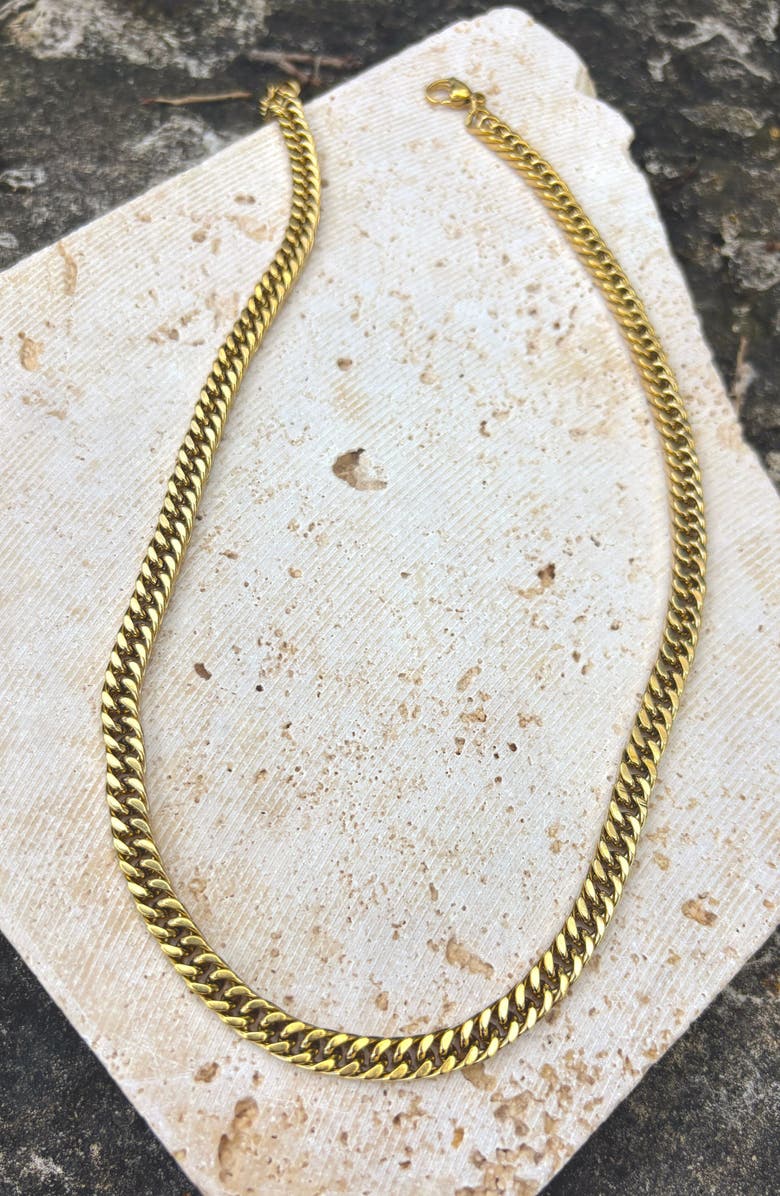 Adornia Men's 18K Gold Plated Stainless Steel Curb Chain Necklace, Alternate, color, Gold