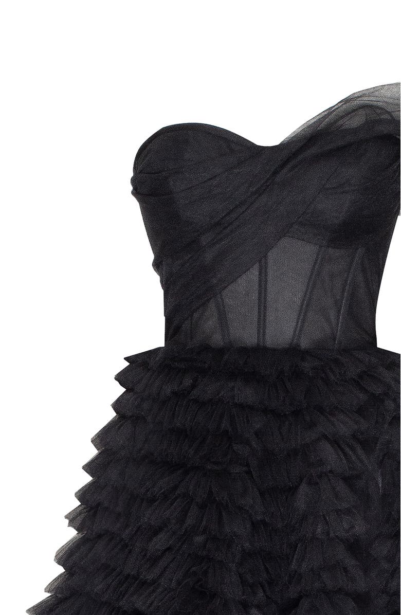 Milla Timeless One-Shoulder Frill-Layered Ball Gown In Black, Alternate, color, Black