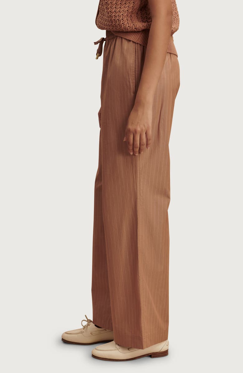 Varley Rowan Straight Leg Cotton Pants, Alternate, color, Camel Stripe