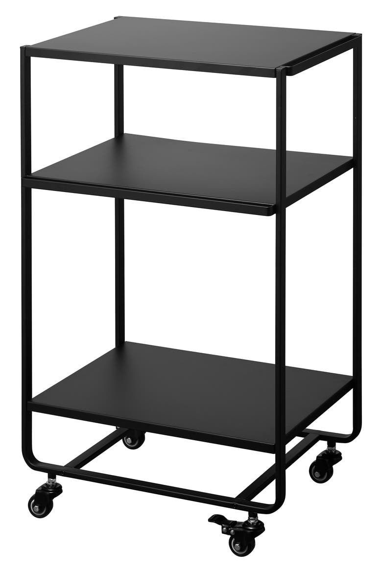 Three Tier Tower Kitchen Cart, Main, color, BLACK