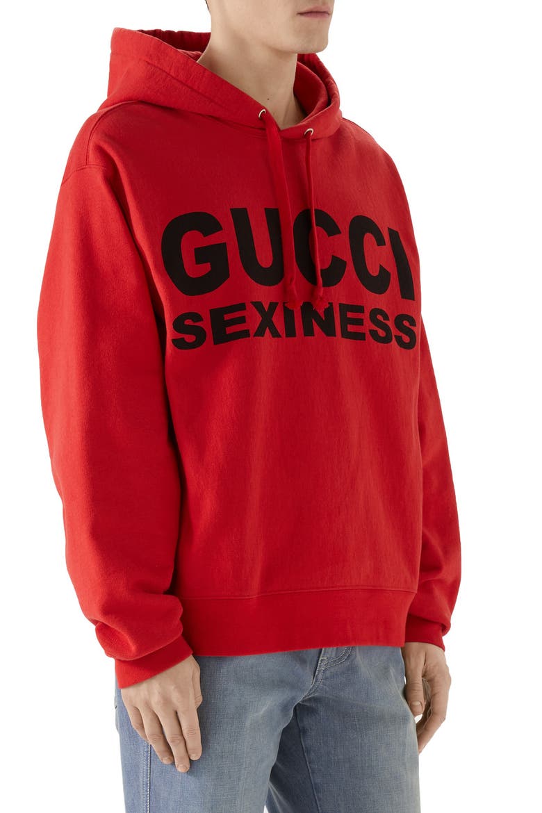 Sexiness Logo Graphic Cotton Hoodie, Alternate, color, RED/BLACK