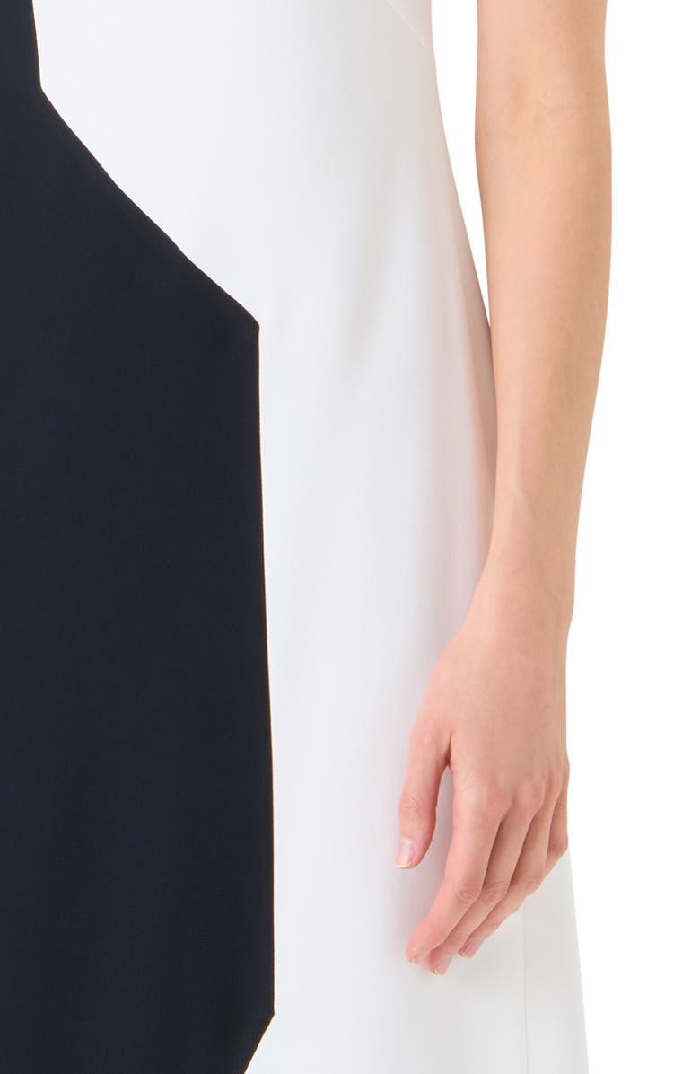 Akris High Plains Colorblock Crepe One-Shoulder Dress, Alternate, color, Black-Ecru