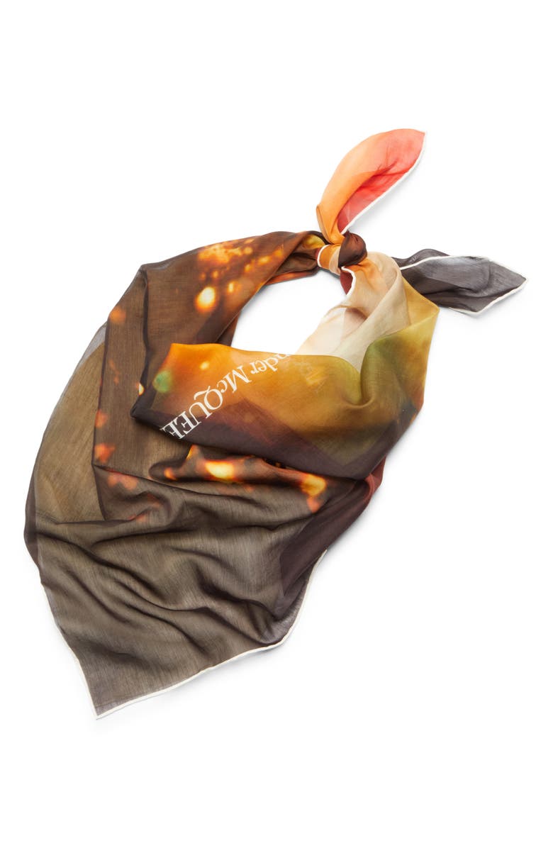 McQueen Sci-Fi Iris Cotton & Silk Square Scarf, Alternate, color, 7160 Sun/ Black
