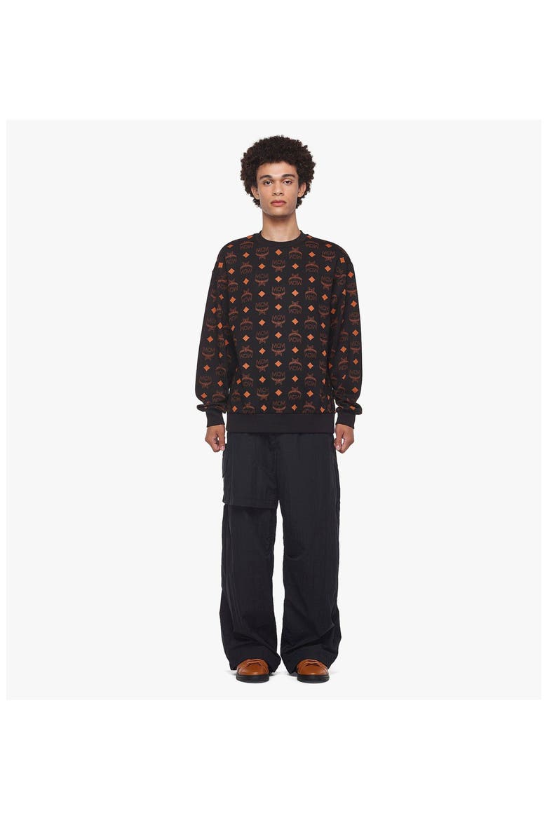 Maxi Monogram Print Sweatshirt in Organic Cotton, Alternate, color, Black