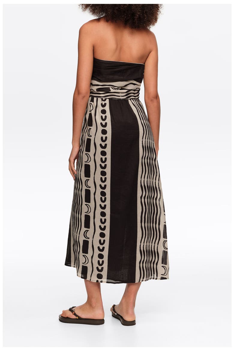 Strapless Moon Stripes Dress, Alternate, color, Moon stripes WHITE
