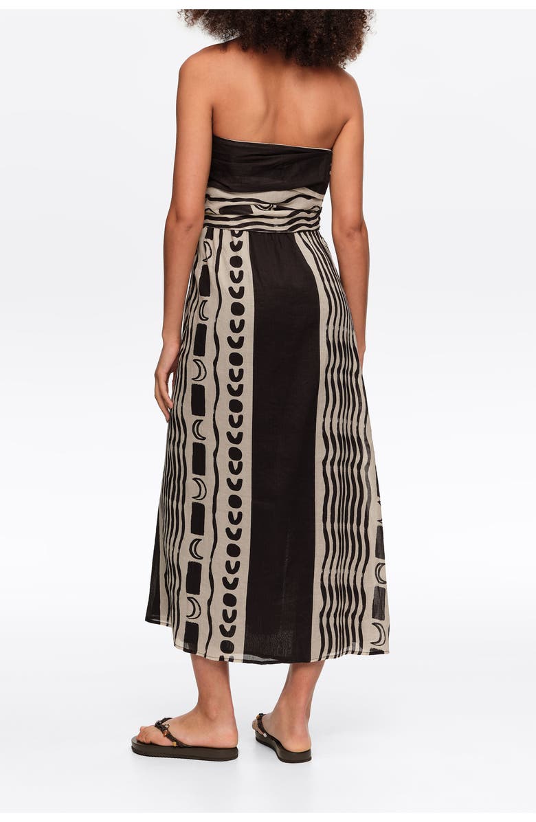 Bimba y Lola Strapless Moon Stripes Dress, Alternate, color, Moon Stripes White