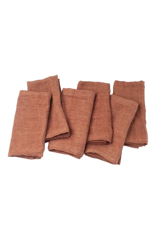 Creative Women Stone Washed Linen Dinner Napkins - Set of 4 in Cedar Rose 