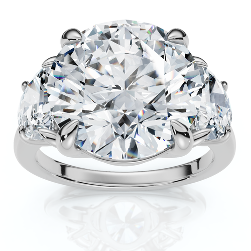 Bliss Diamond Certified 7ct Diamond & Halfmoon Engagement Ring 14k Gold Or Platinum Lab Grown In 14k White Gold