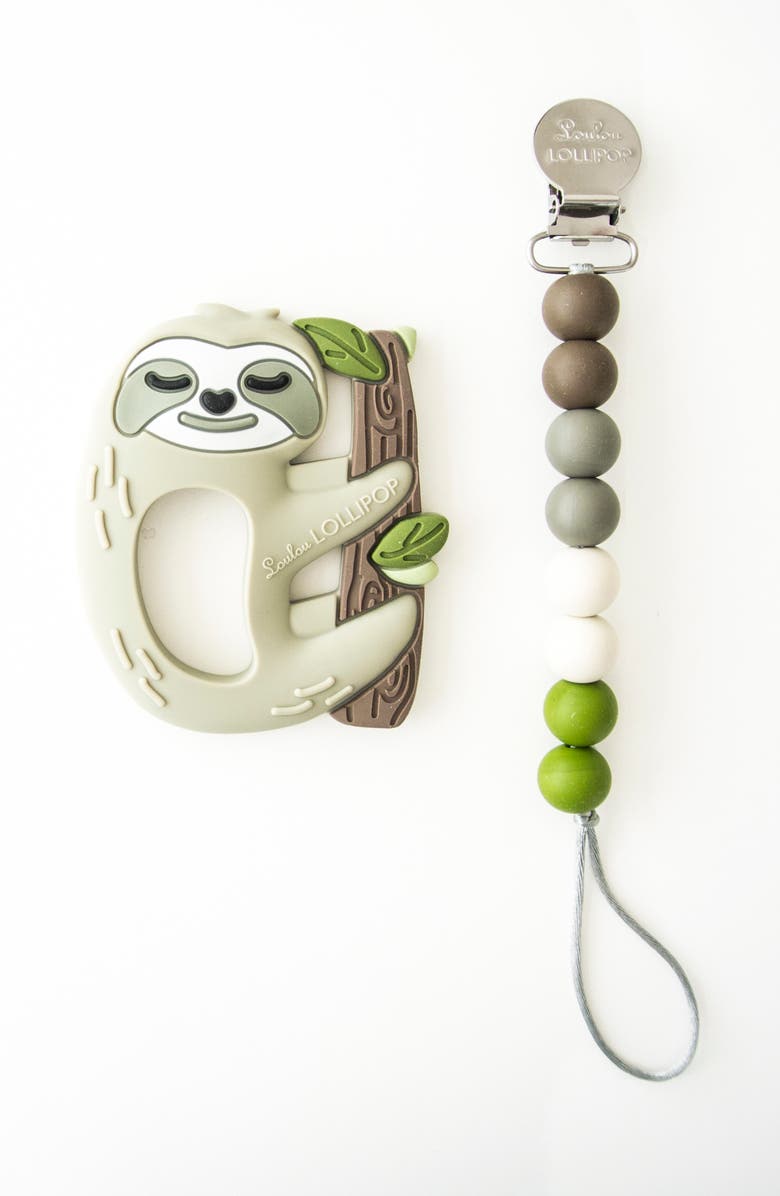 Loulou Lollipop Sloth Teething Toy & Holder, Alternate, color, 