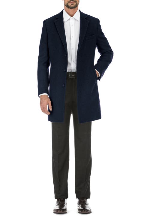 Wool Blend 3-Button Three-Quarter Length Top Coat (Regular & Big)