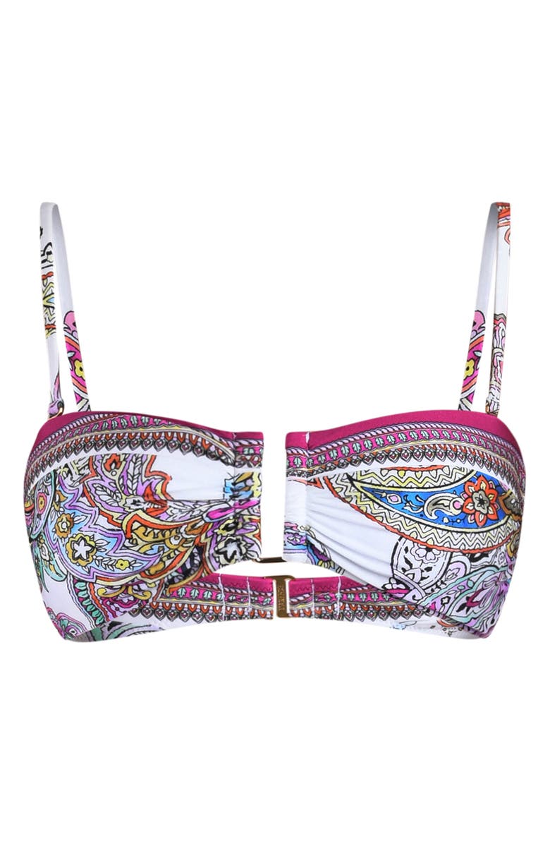L'AGENCE Krysta Bright Paisley Bikini Top, Alternate, color, White Multi