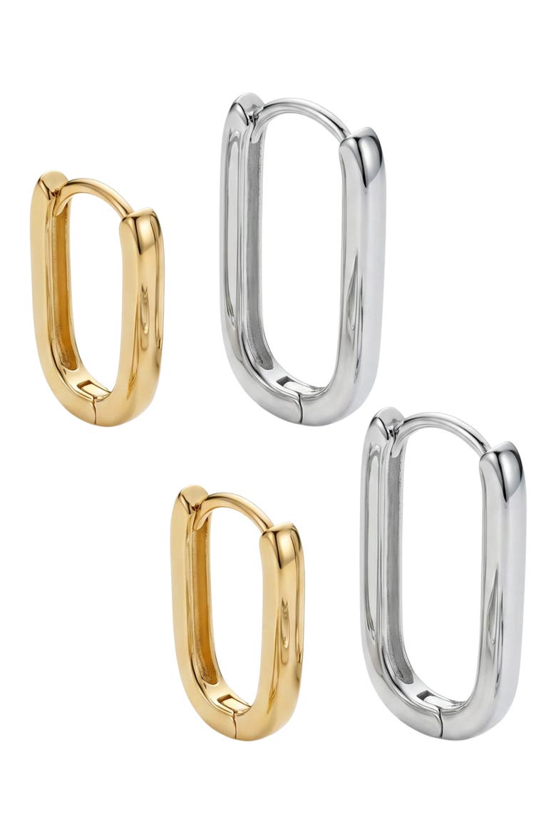 Oblong Set of 2 Earrings, Alternate, color, TWO TONE