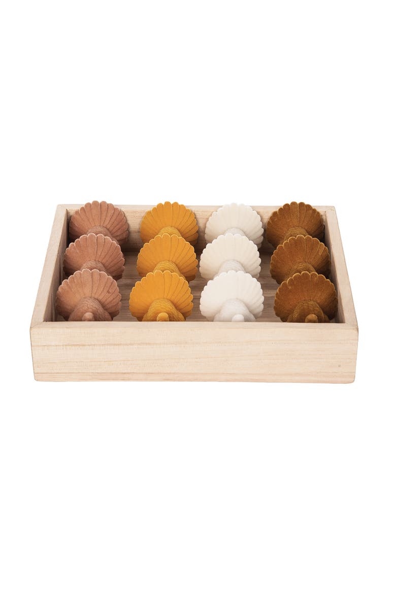 Flocked Turkey In Box Figurines Assortment of 12, Alternate, color, Yellow