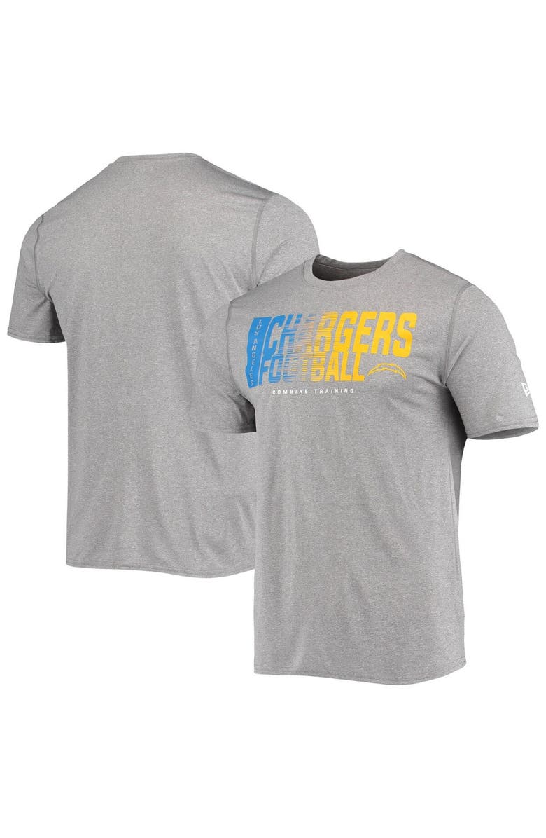 New Era Men's New Era Heathered Gray Los Angeles Chargers Combine Authentic Game On T-Shirt, Main, color, 